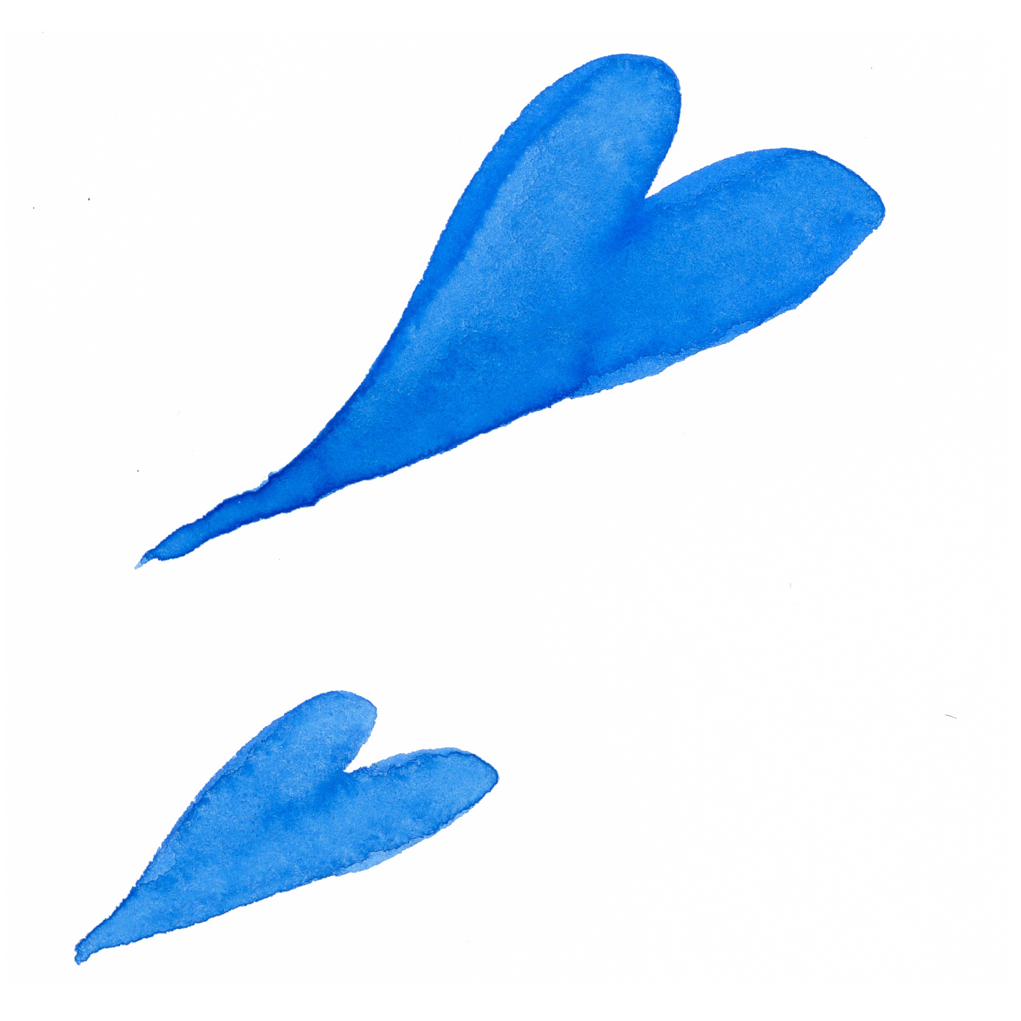 青いハート 流れハート Sui Sai 水彩画イラストフリー素材集
